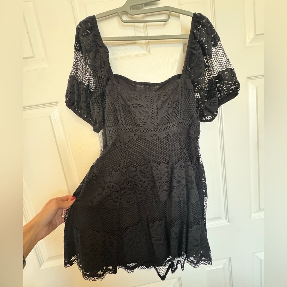 Anthropologie Free People Black Lace Versatile Dress